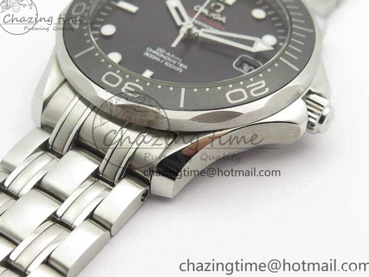 0816 Flexible Seamaster 300M SS OMF 1:1 Best Edition Black Dial Matt Black Ceramic Bezel On SS Bracelet A 8147